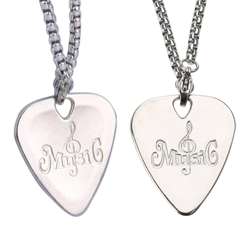 Collier pendentif médiator guitare en forme cœur, collier pour hommes femmes, pendentif coulissant en métal, bijoux