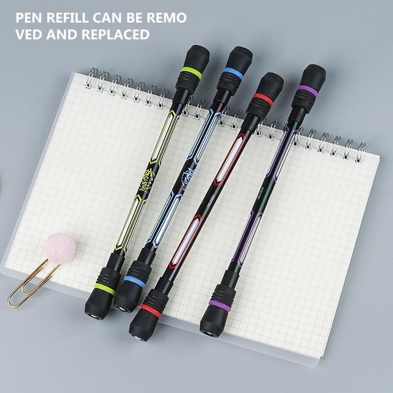 Pen Mods-Non-Slip Revestido Spinning Pen, Finger Rotating, Flying Finger Spinners, Brain Training, 4 Pcs