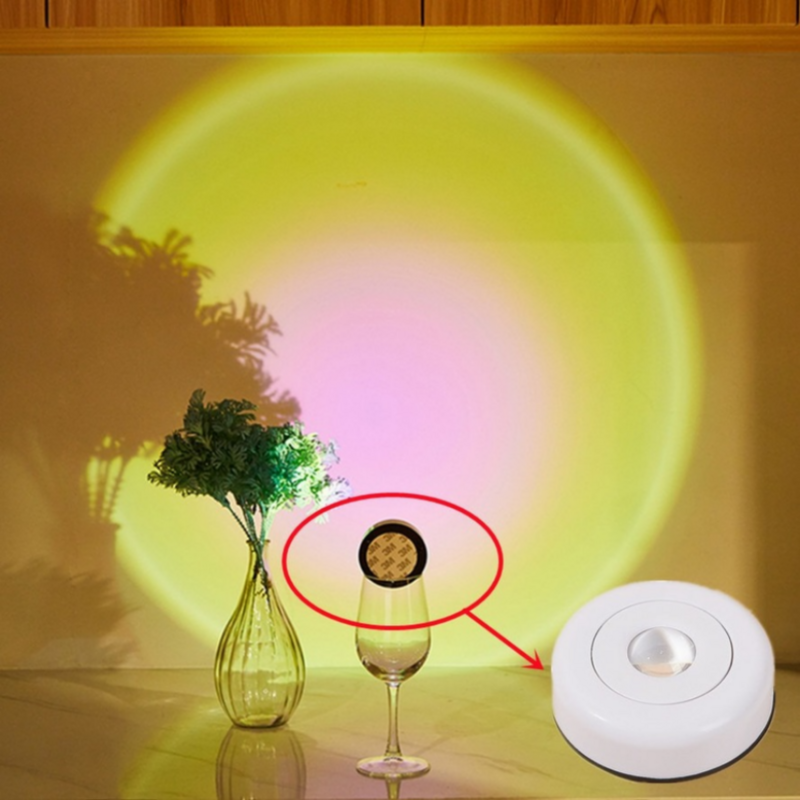 Touch LED Cabinet Lights Battery Powered Stick On Wall Sunset Lamp for Kitchen Bedroom Closet Cupboard Night Light Decoration