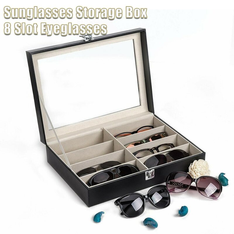 Multifunctional Sunglasses Storage Box, Men's and Women's Glasses Display Box, PU Leather Dustproof Jewelry Watch Storage Box