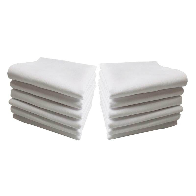 Conjunto de lenços brancos sólidos masculinos, Lenços quadrados Presente, Festa, 12pcs