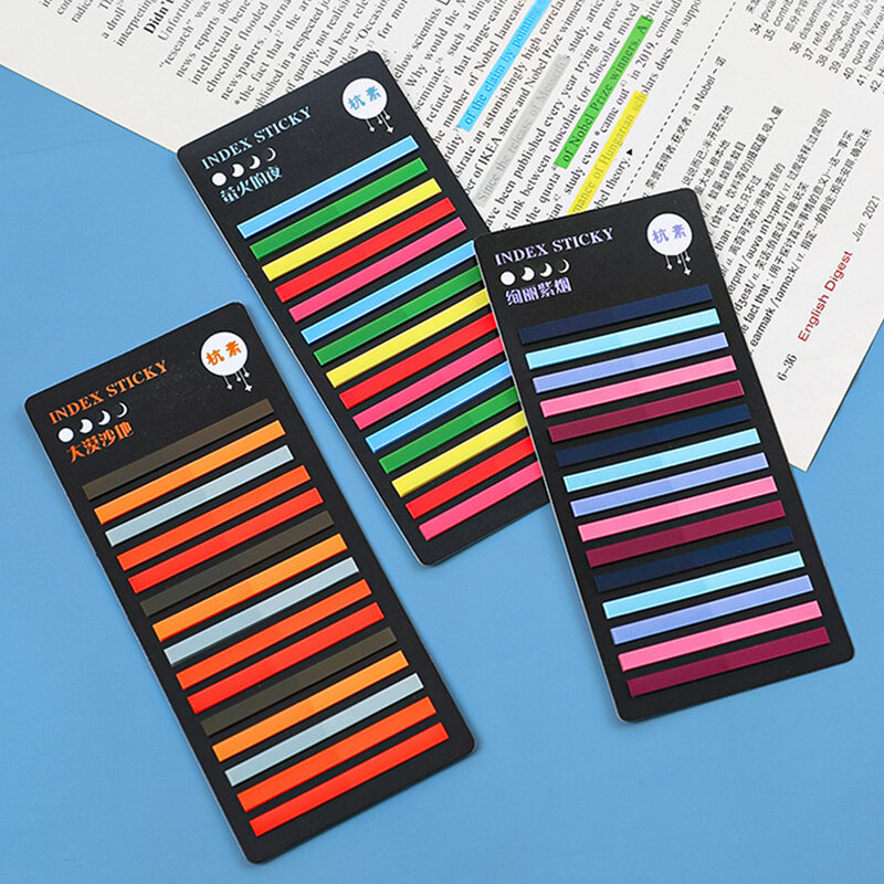 Índice do arco-íris transparente Memo Pad, Sticky Notepads, papel autocolante, Bookmark, Material Escolar, Folhas Kawaii, 1-6Pcs