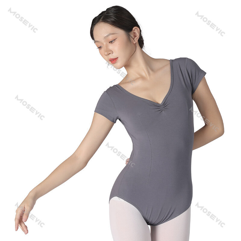 Ballet Leotards For Women Basic Style Short Sleeve Solid Colors Dance Adult Ballet Practice Dance Costume Gymnastics Leotards