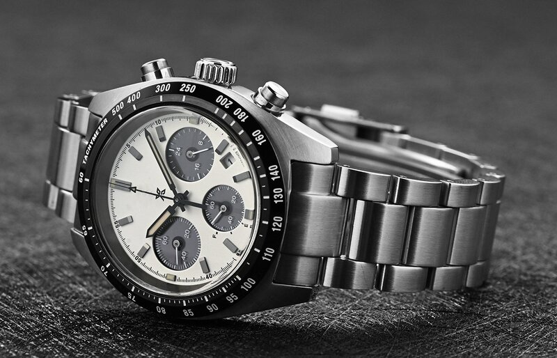 2024 jam tangan Seiko Quartz tiga mata Panda multifungsi tali baja Top jam tangan kronograf bisnis modis jam tangan pria