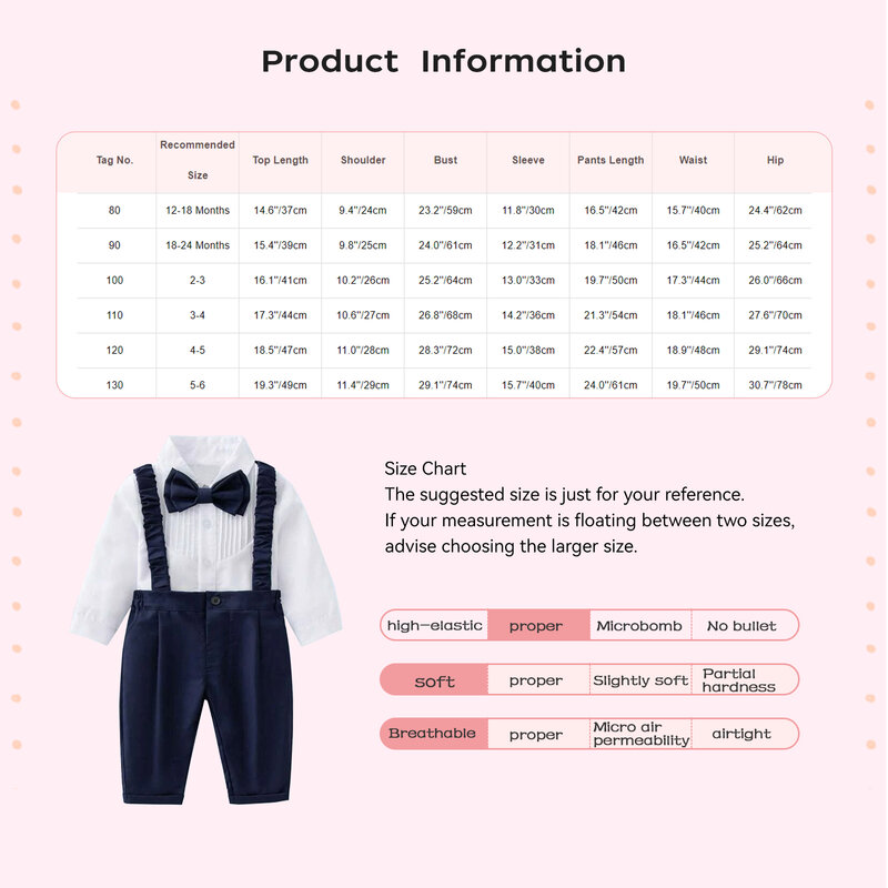 Toddler Boys Baptism Suit Long Sleeve Shirt Pants Gentleman Clothes Sets for Christening Birthday Wedding Party Formal Outfit