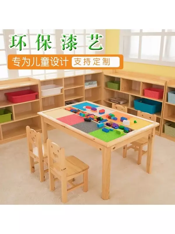 Jardim de infância Solid Wood Toy Cabinet, Prateleiras de armazenamento para crianças, Log Schoolbag Cabinet, Shoe Cabinet, Book Cabinet, personalizado