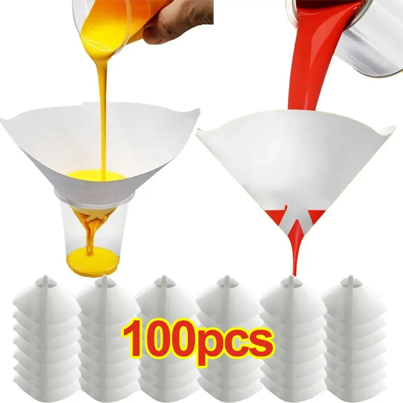 Car Paint Spray Mesh Paper Filter Funnels Disposable Purifying Straining Paint Filter Conical Nylon Micron Paper Funnels Tools