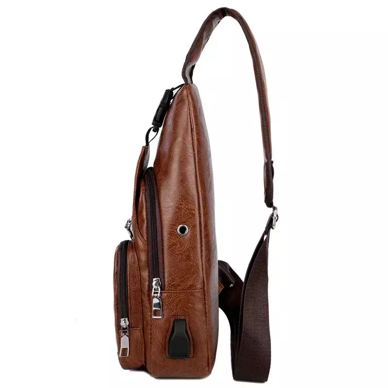 Нагрудная сумка с USB-зарядкой и отверстием для гарнитуры, Мужская многофункциональная нагрудная сумка с одним ремешком и защитой от кражи и регулируемым плечевым ремнем