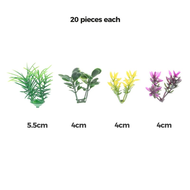 80pcs Mini Flower Grass Bouquets 4/5.5cm Plant Bush Models Yellow/Purple/Green Shrubs DIY Train Scenery Fairy Garden Dollhouse