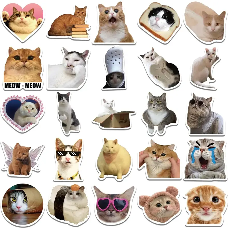Kawaii-猫の形をしたステッカー,PVC,装飾,スクラップブック,DIY,子供,電話,文房具,50個
