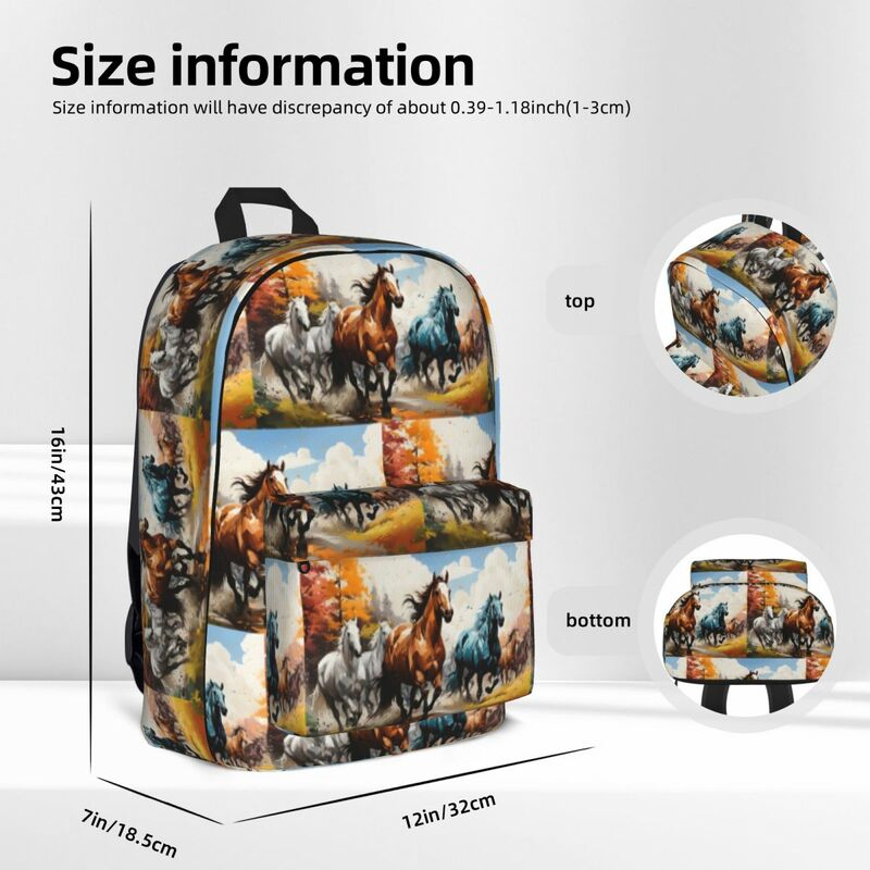 Brown Horse Herd Running Galloping Animal Lovers Humor Backpacks Student Book bag Shoulder Bag Laptop Rucksack School Bag