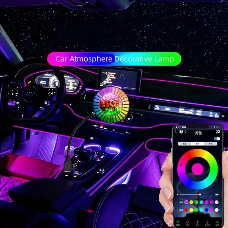 RGB-подсветка для пикапа, мини-USB, музыкальный ритм, волшебный сценический эффект, проекционная лампа со светодиодной подсветкой, украшение для автомобиля, атмосфера, ночник