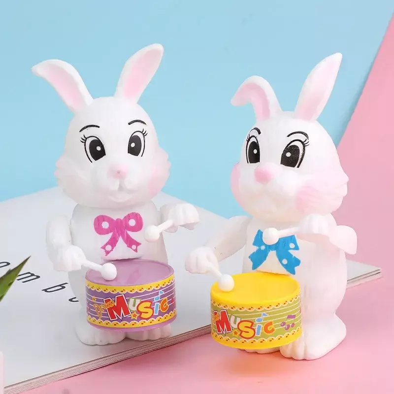 1 Stück Neuheit lustige Aufzieh-Schlagzeug Spielzeug Uhrwerk Spielzeug Simulation Kaninchen trommeln Uhrwerk Spielzeug Kinder Geburtstags geschenk