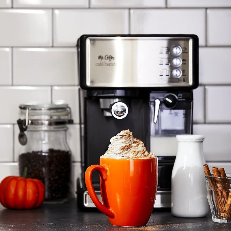 Mr. Coffee máquina de café expreso y capuchino, cafetera programable con automática