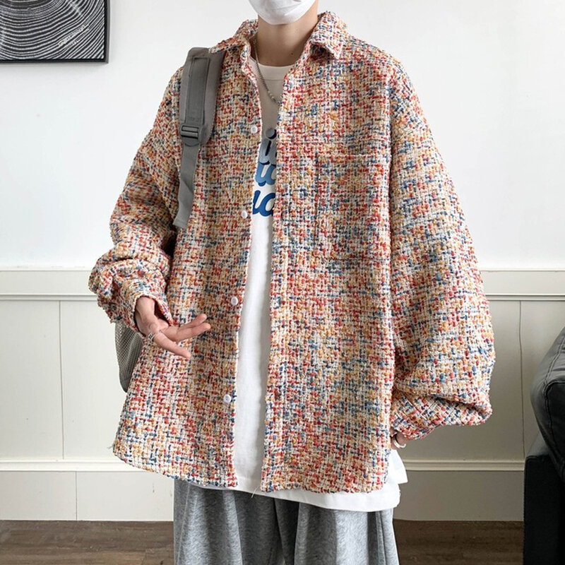 Hip Hop Harajuku Plaid Shirts Männer Mode lässig übergroße Hemden Jacke männlich Frühling Herbst Langarm hemden