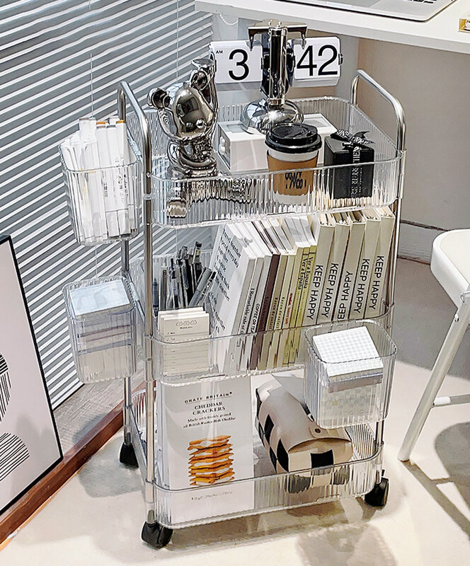 Carrello portaoggetti trasparente carrello per cosmetici cucina bagno camera da letto scaffale per snack a più piani con ruote Organizer Home