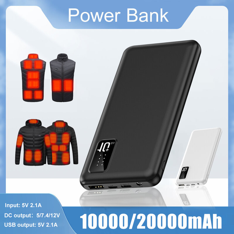 10000/20000Mah Powerbank Draagbaar Opladen Externe Batterij 5V 2a Snelle Verwarming Vest Jas Ondergoed