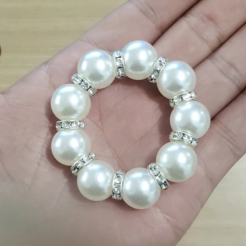 Imitation Pearl Beaded Napkin Rings Holder Set of 12,Silver Rhinestone Napkin Ring,Suitable for hotels, family gatherings