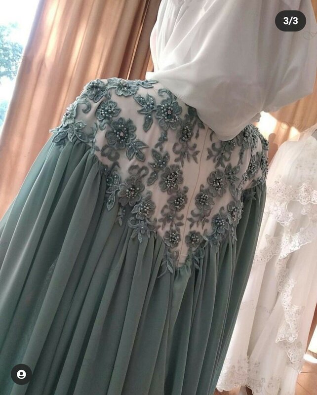 Трапециевидные кружевные свадебные платья с высоким воротником и жемчужной аппликацией в стиле Дубая для женщин невесты 2023