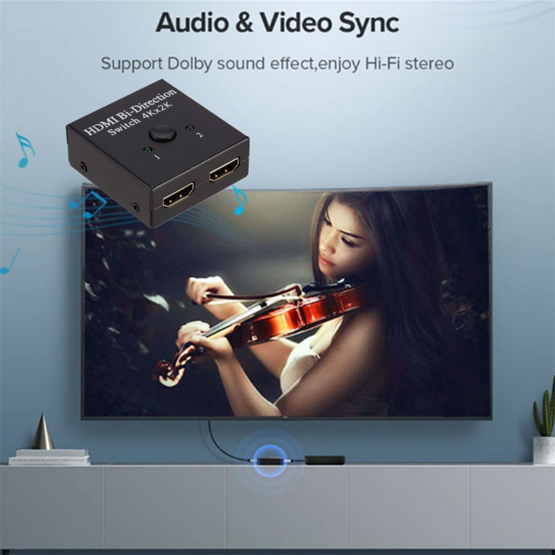 YIGETOHDE 4K X 2K Switcher UHD 2 Port Panduan Dua Arah 2X1 1X2 HDMI AB Switch HDCP Mendukung 4K FHD Ultra 1080P Untuk Proyektor
