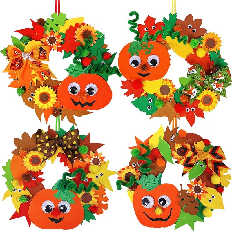 3D Halloween Foam Pumpkin Kit Stickers Fall Leaf Wreath for Home Activities Party Decorations Kids Thanksgiving