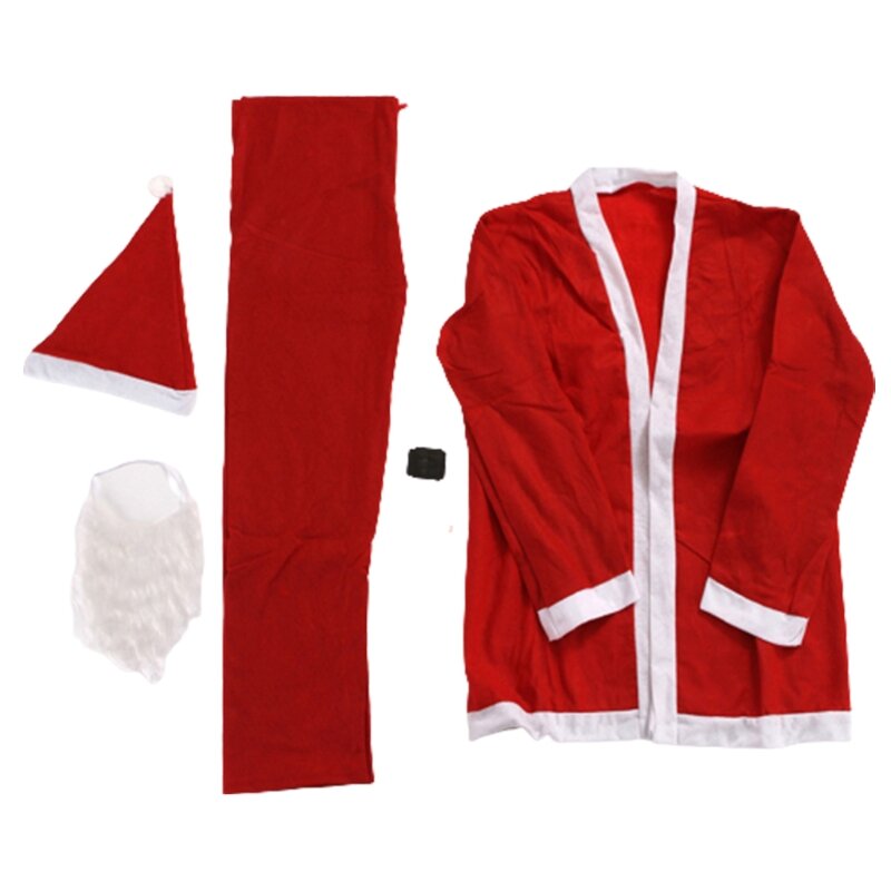 5 комплектов для взрослых, Рождественский костюм Санта-Клауса, костюм для мужчин и женщин, косплей, маскарад, забавный
