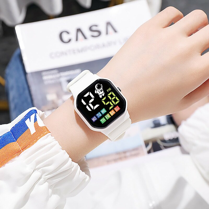 Inteligentna dioda LED zegarek YIKAZE dla dzieci randka tydzień cyfrowy nadgarstek zegarki wodoodporny zegar elektroniczny zegarek sportowy dla chłopca dziewczynka dziecko