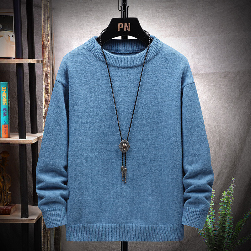 Autumn and winter plus size men's casual sweater 7XL 6XL 5XL 4XL fashion new round neck solid color Joker knitted sweater