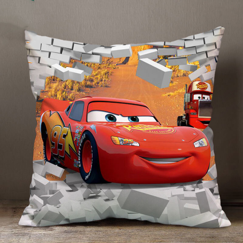 Disney Cartoon Pillowcase Cushion Cover Car Lightning McQueen Throw Pillow Case For Sofa Car Christmas Gift 40x40cm 45x45cm