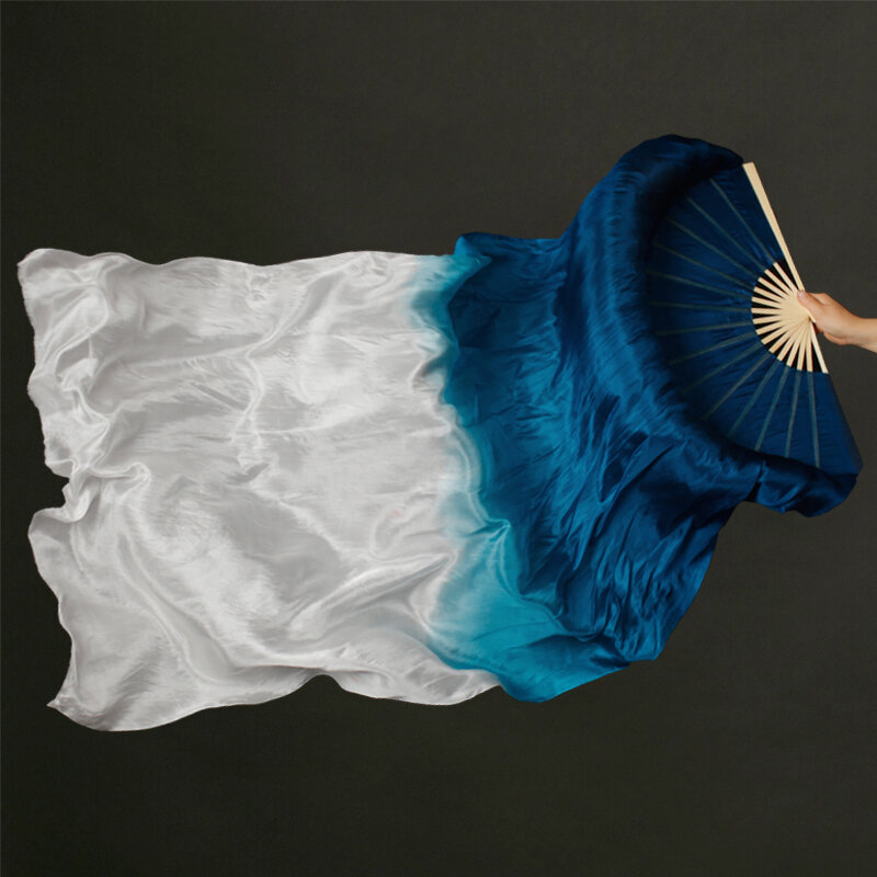Professional Bellydance Silk Veils Light Weight 100% Silk Fan Hand Paint Colorful Dancer Performance Props Extra Long Flowy 1.8m