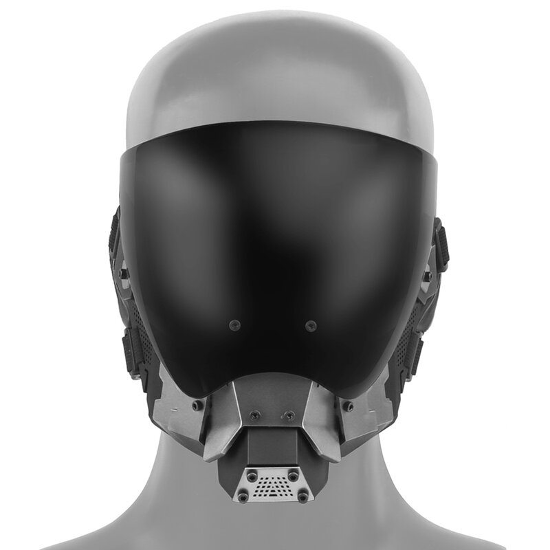Perlengkapan pelindung Wargame, masker taktis wajah penuh CS bernapas dua sisi dapat dilepas lensa anti-kabut