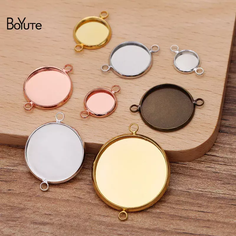 BoYuTe (50 Pieces/Lot) Fit 8-10-12-14-16-18-20MM Cabochon Blank Tray Settings Diy Handmade Pendant Base with 2 Loops