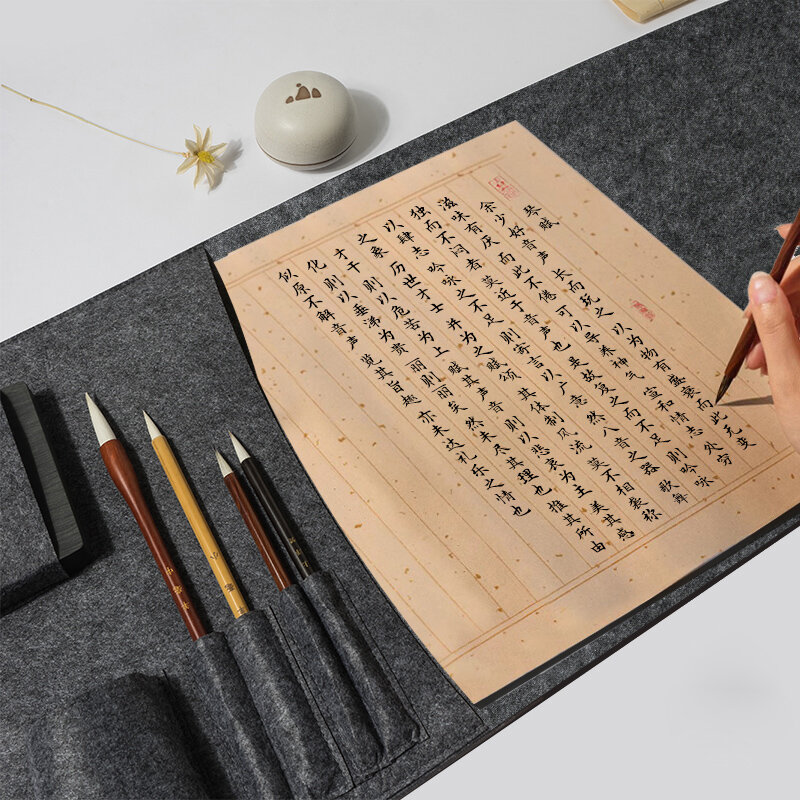 Multifunctional Portable Soft Brush Pen Pencil Case Chinese Calligraphy Brush Rolling Watercolor Pen Holder Storage Bag