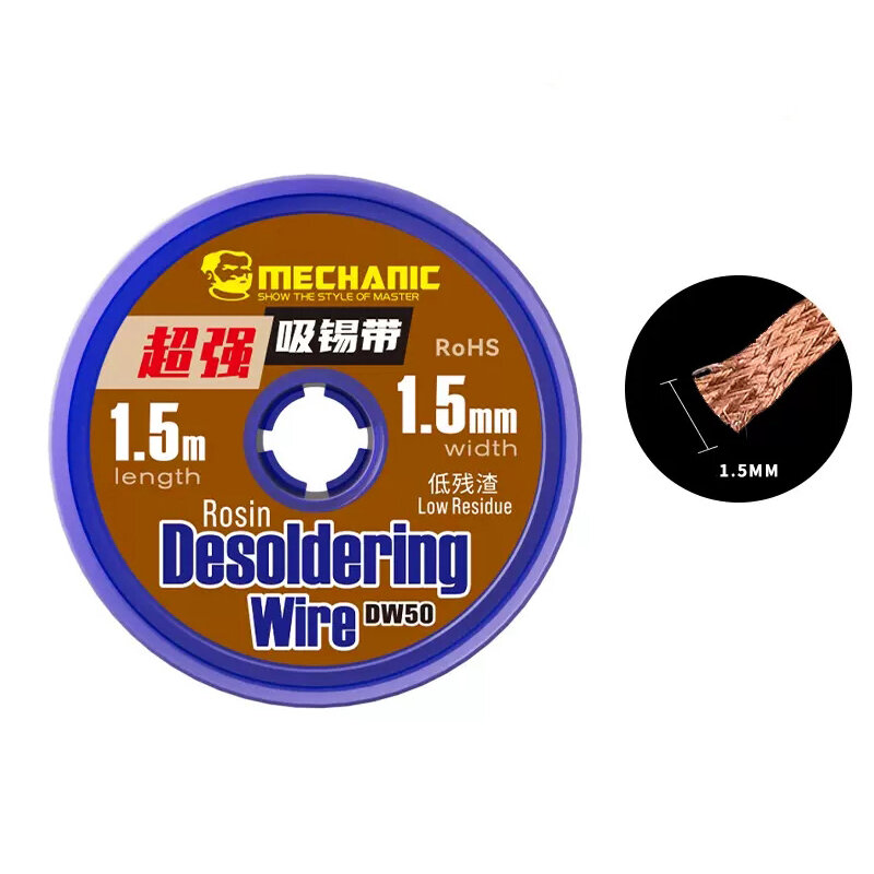 MECHANIC Strong Solder Wick Desoldering Mesh Wire 1.0/1.5/2.0/2.5/3.0/3.5mm 1.5M Length BGA Tin Remover Welding Soldering Tools