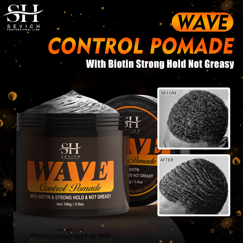 Natural Wave Control pomada para homens negros, forte hold 360 ondas, layered estilo argila, ondulado graxa construtor, sedoso brilho cabelo, 2023