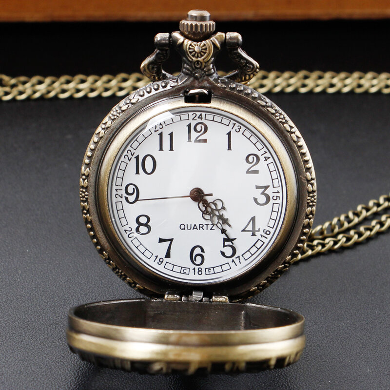 Винтажные изысканные кварцевые карманные часы с узором дерева, полый дизайн, ожерелье с подвеской, подарки для мужчин с цепочкой на брелок