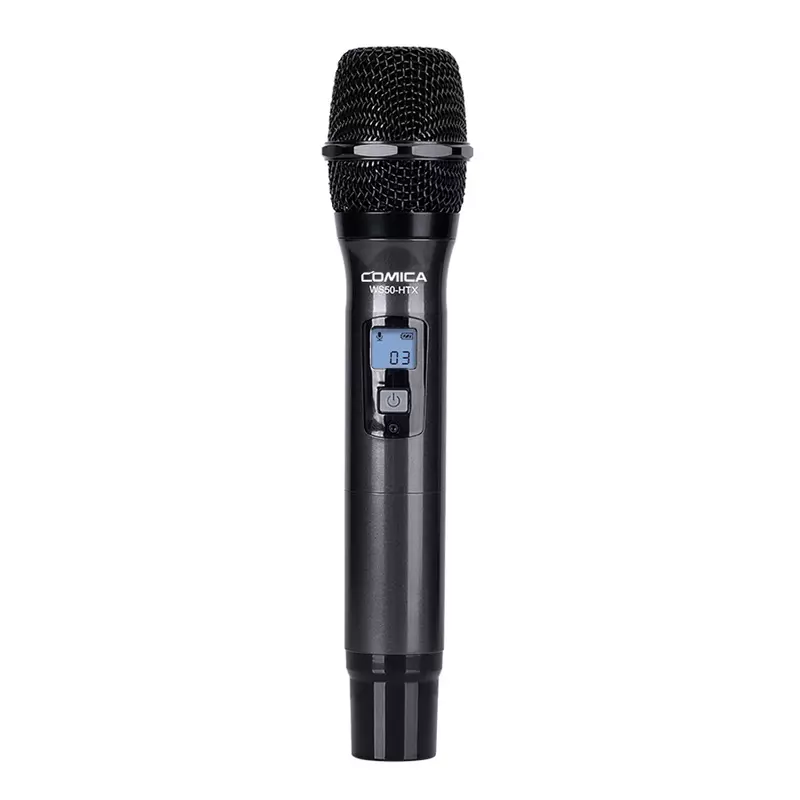 Comica CVM-WS50 bezprzewodowy mikrofon do smartfona mikrofon ręczny UHF 6 kanałów bezprzewodowy Lavalier System mikrofonowy przenośny