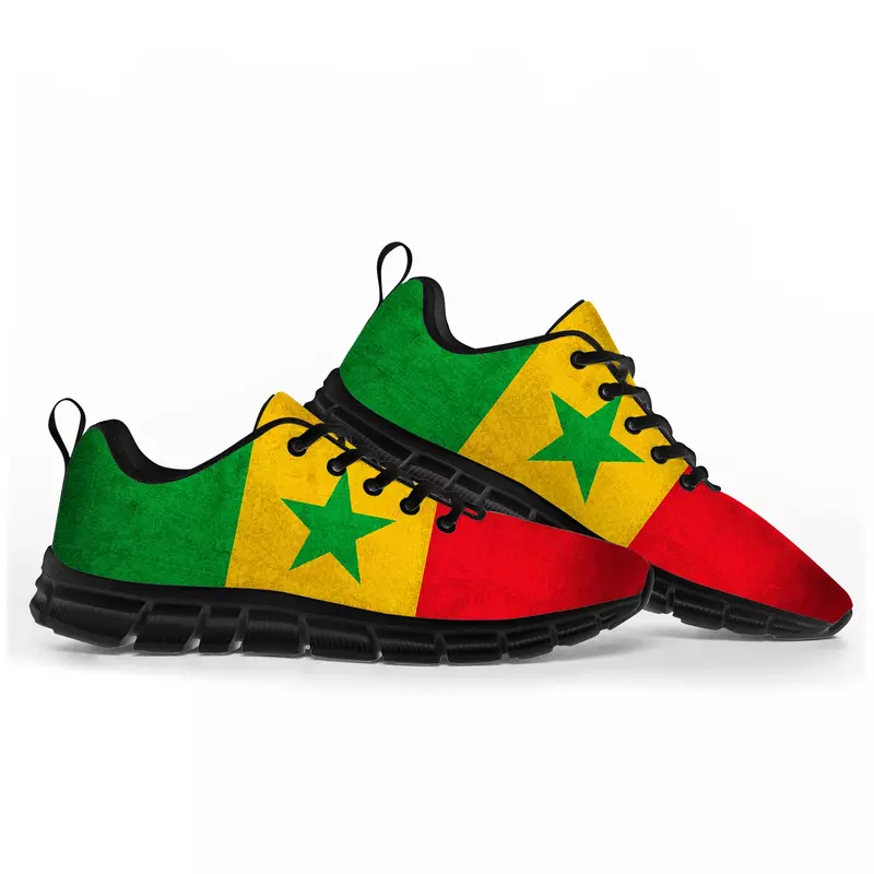 Zapatos deportivos con bandera senegalesa para hombres, mujeres, adolescentes, niños, zapatillas casuales de Senegal, zapatos personalizados de alta calidad para parejas