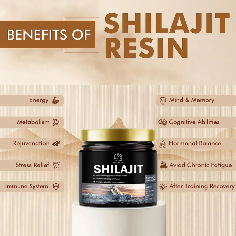 BBEEAAUU gorzki oryginalny smak Shilajits oryginalne suplementy mineralne 85+ śladów minerałów i kwas pełnotowy dla kobiet i mężczyzn zdrowie