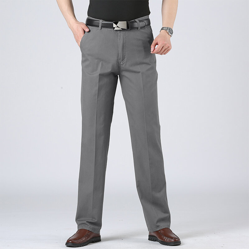 Daily Business Casual Pants Men's Clothing Commute Solid Color Spring Summer Stylish Straight All-match Zipper Button Trousers
