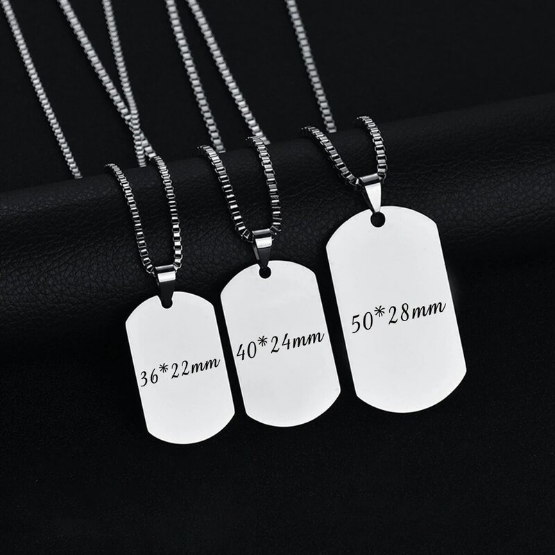 Sifisrri Engraved Name Date Rectangle Pendant Necklace Personalized Picture For Women Men Fashion Family Customized Jewelry Gift