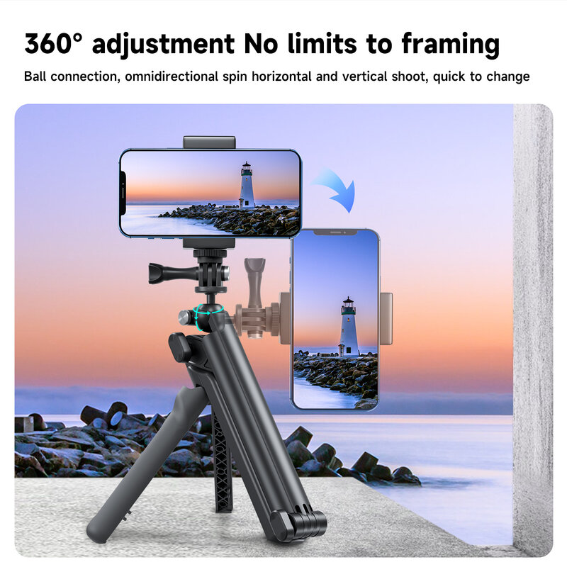 Telescopin 3 vie Selfie Stick con treppiede Hand Grip Pole per GoPro 12 11 10 dji OSMO Action3 Smart Phone Action Camera accessori