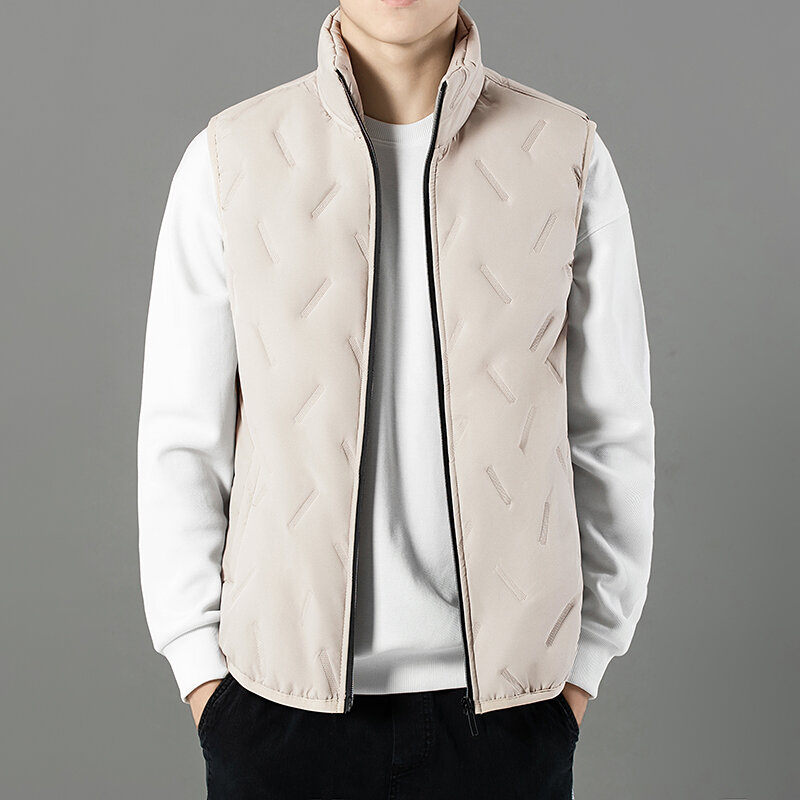 Зимняя мужская теплая куртка 2023, модный жилет с прямоугольным тиснением, флисовая ветрозащитная куртка большого размера, однотонное повседневное Пальто 5XL