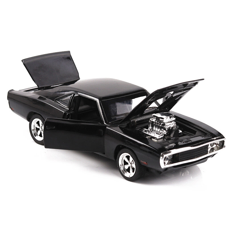 Velozes e Furiosos Dodge Charger R/T Diecast Car Model, brinquedo em miniatura liga 1:32 luz sonora puxada, presente de coleção para criança