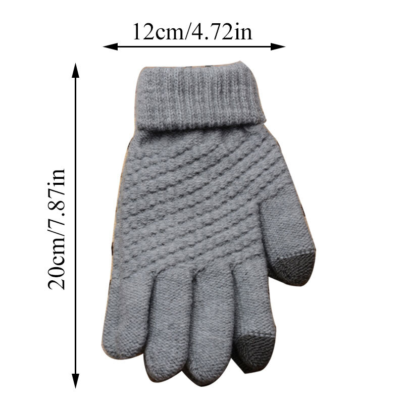 Gants tricotés à écran tactile pour hommes et femmes, mitaines en laine, doigt complet, chaud, crochet, femme, hiver