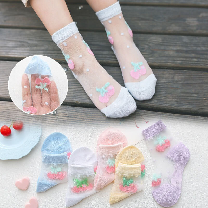 Calcetines cortos finos de algodón para niñas, medias de malla de encaje Floral, suaves y transpirables para bebés de 1 a 12 años, 5 pares por lote