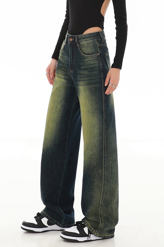 Женские винтажные джинсы Y2K, уличная мода, женские джинсовые брюки с завышенной талией, удобные брюки для мам