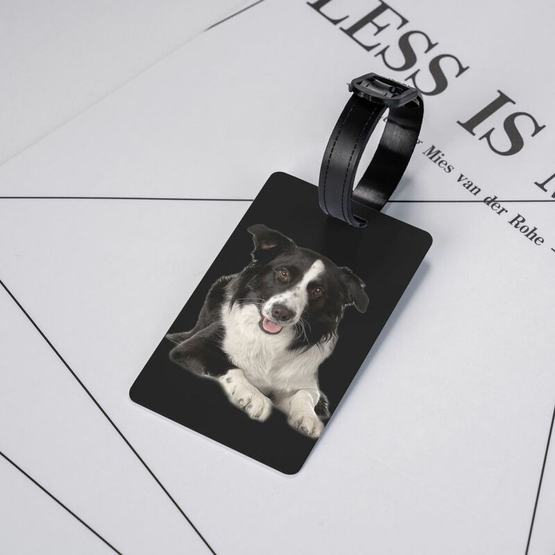 Border Collie-Étiquette de bagage personnalisée pour animal de compagnie, cadeau pour chien, étiquettes de bagage, couverture de confidentialité, carte d'identité avec nom