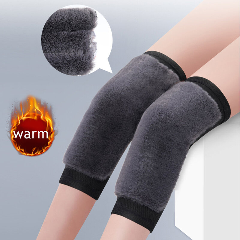 1 paio di ginocchiere invernali in Cashmere Warm Men Women Double Thick Wool Protection Knee Plus Velvet Wind And Cold Protective Gear Gift