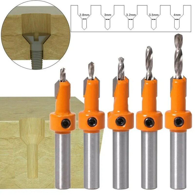 8/10mm Schaft HSS Holzbearbeitung Schritt Bohrer Senker Router Bit Set Schraube Extractor Remon Abriss für Holz Fräsen cutter